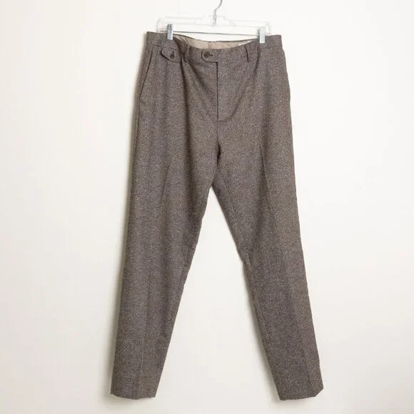 Banana Republic Italian Tweed Brown Suit 2pcs Jacket 42R Pants 36R - Picture 12 of 16